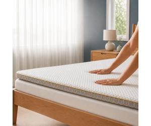 Brightr® Aurora Dual-Layer 5cm thick Memory Foam Mattress Topper 80x200 Size Bed, Orthopedic Bed Topper for Back Pain with Breathable Washable Copper Cover, Choose between Soft/Medium feel 80x200cm