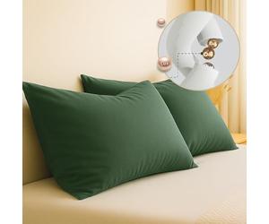 Brightr Luxury Eucalyptus Silk Pillowcase Infused with Copper | For Skin & Hair | Anti-Ageing | Anti-bacterial & Acne Prone Skin | 50X75cm - Dark Green