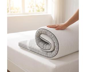 Brightr® Titan Firm Dual-Layer 5cm thick Foam Mattress Topper 140x200 size Bed, Orthopedic Bed Topper for Back Pain with Breathable Washable Copper Cover, Flippable Firm/Medium Feel 140x200cm