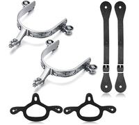 BrightRow 2 Pack Spurs for Cowboy Boots Men Women with 2 Pcs Leather Belt and Tie Down Straps, Stainless Steel Western English Horse Spurs with Rotatable Gear, Equestrian Accessories(Vine Floral)