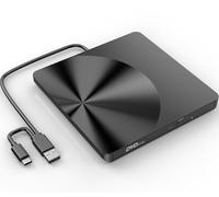 BRIGHTSHOW Portable External CD/DVD Drive, USB 3.0 & USB C Burner +/-RW Optical Drive for Laptop Desktop PC Windows 11/10/8/7 MacBook Mac Linux