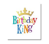 Brightside Birthday Greetings Card for Him, Birthday King Card for Male, 180 x 160mm, Multi-Coloured