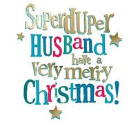 Brightside Husband Christmas Card, Christmas Card toSuper Duper Husband, Merry Christmas Husband, MultiColoured Words