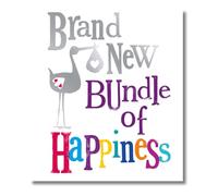 Brightside New Baby Card, New Bundle of Happiness Welcome New Baby Card, 180 x 160mm, Multi-Coloured