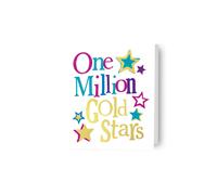 Brightside Congratulations Greetings Card, One Million Gold Stars Card Well Done, 180 x 160mm, Multi-Coloured