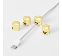 BRIGHTTIA Cable Clips - Cord Management Brass Buttons - Multipurpose Wire Holder Organizer System for Home, Office, Dorm and Car - Gift for Him, Her and Students - 4 Pack (Gold)