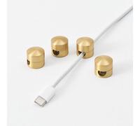 BRIGHTTIA Cable Clips - Premium Brass Cord Management for Home, Office & Car - Multipurpose Wire Holder Organizer - Sleek & Durable Design - Ideal Gift for Men, Women & Students - 4-Pack (Matte Brass)