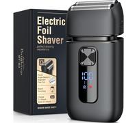 Brightup Foil Shaver, Electric Razor for Men, Upgraded Electric Shaver with Pop Up Trimmer, USB-C Rechargeable, Waterproof, Cordless, Double Floating Blade for Close Shaving, Black