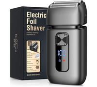 Brightup Foil Shaver, Upgraded Electric Razor for Men with Pop-Up Trimmer, USB-C Rechargeable & 150-Min Runtime, Waterproof Cordless Electric Shaver, Double Floating Blade for Close Shaving, Gray