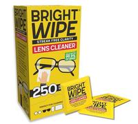 BRIGHTWIPE Lens Cleaner, 250 Individually Wrapped Glasses Wipes - Streak-Free Cleaning for Eye Glasses, Spectacles, Screens, Laptops, Phones & Cameras - Quick-Drying, Safe for All Lenses