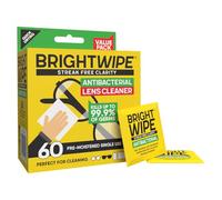 BRIGHTWIPE Lens Cleaner - 60 Individually Wrapped Glasses Wipes | Streak-Free Screen Cleaner for Spectacles, Sunglasses, Laptop, Monitor, Phone, Camera & TV | Quick-Drying, Safe for All Lenses