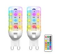 BrightWish 2-Pack 2W G9 LED Colour Changing Light Bulbs, Dimmable RGB & Warm White, 13 Colours, Remote Control, Colour Changing Bulb for Home, Mood Lighting, Party Decor