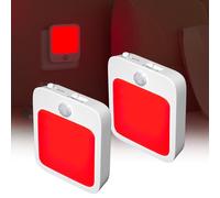 BrightWish 2 Pack LED Night Light with Motion Sensor, 670nm Red Night Light Plug in Wall, Dimmable & Auto On/Off- 0.6W Red Nightlight for Kids' Room, Bedroom, Hallway