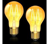 BrightWish 2 Pack Vintage Light Bulbs E27 Edison Screw Bulb, 2W (20W Equivalent) 2000K Warm White, A60 ES LED Filament Bulbs for Bedroom Living Room, Non-Dimmable, Decorative Spray Gold Glass