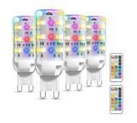 BrightWish 4-Pack 2W G9 LED Colour Changing Light Bulbs, Dimmable RGB & Warm White, 13 Colours, Remote Control, Colour Changing Bulb for Home, Mood Lighting, Party Decor
