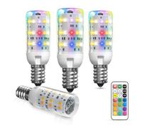 BrightWish 4-Pack 2W LED E14 Colour Changing Light Bulbs, Dimmable RGB & Warm White, Remote Control, Warm & Cool White, Memory Function, for Mood Lighting & Decor
