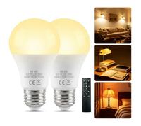 BrightWish A60 E27 Dimmable Bulb with Remote, 9W LED E27 Screw Bulbs, Warm White 2700K/Amber Warm 2100K/1400K, Remote Control Light Bulb, Timer & Memory Function, for Home Lighting & Ambience