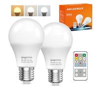 BrightWish A60 LED Light Bulbs Dimmable E27 LED Bulb, 9W 700LM 60W Equivalent Energy Saving, 3000K Warm White/4000K Natural White/6000K Daylight, E27 Edison Screw Bulb with Remote Control, 2 Pack
