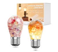 BrightWish Crystal Mood Light Bulb 2 Pack E27 LED Bulb, Healing Natural Crystal Lamps for Bedside & Meditation - Giftable Decorative Bulbs with 3000K Warm Glow for Night & Relaxation