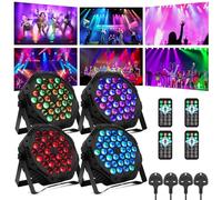 BrightWish Disco Lights for Parties, 36 LED Stage Lights with DMX & Remote Control, 7 Mode RGB Effect for DJ Events, Kids Party, Club, Bar, Birthday, Wedding (Pack of 4)