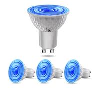 BrightWish GU10 Blue LED Bulbs 5W - Coloured Spotlights for Decoration, Recessed Lighting, Party, MR16 GU10 Halogen Replacement - Pack of 4