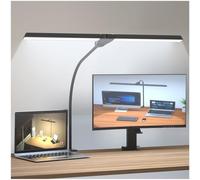 BrightWish LED Desk Lamp- 68.5CM Double Head Desk Light with Clamp- 4 Colour Modes 3 Brightness Levels Touch Control - Table Lamp for Office Reading Drawing Study Nail Crafts - USB Powered