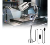 BrightWish Magnetic Work Light, 10W 6500K LED Machine Light with Flexible Gooseneck & Strong Magnetic Base for Workbench, Sewing, Lathe, Grill, Shop, Industrial Lighting (Silver)