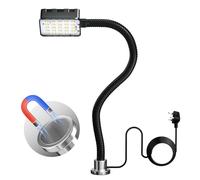 BrightWish Magnetic Work Light, 15W 6000K LED Machine Light with Flexible Gooseneck & Strong Magnetic Base for Workbench, Sewing, Lathe, Grill, Shop, Industrial Lighting (Black-Upgrade)