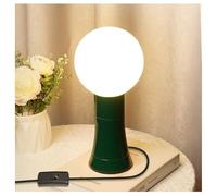 BrightWish Modern Table Lamp with Aluminum Base, Industrial Bedside Lamps with 1.8M Cord Switch, E27 Lamp with Globe Opal Bulb, 3000K Warm White, Ideal for Bedroom, Living Room, Study (Dark Green)