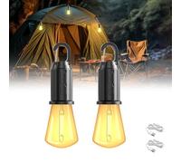 BrightWish Rechargeable Camping Lights, 2 Pack, Waterproof Lantern with 3 Lighting Modes, Battery Operated Tent Light for Camping & Emergency