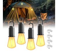 BrightWish Rechargeable Camping Lights, 4 Pack, Waterproof Lantern with 3 Lighting Modes, Battery Operated Tent Light for Camping & Emergency