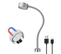 BrightWish Rechargeable Magnetic Work Light, 6000K Inspection Lamp with 360° Metal Gooseneck & Magnetic Base, 2 Brightness Modes & 1200mAh Battery for Workbench, Lathe, Shop, Industrial Lighting