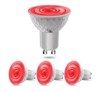 BrightWish Red GU10 Light Bulb 5W LED for Sleep, Non-Dimmable Coloured Spotlight, Soft Light Lamp GU10 Base for Bedroom, Nursery, Holiday Decor - 4 Pack