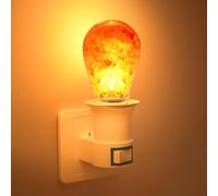BrightWish Salt Light Bulbs E27 Plug-in - Himalayan Pink Salt Lamp Bulb with Soft 2200K Amber Glow, ST45 Decorative Crystal Rock Night Light Bulb, 4W UK Switch Plug