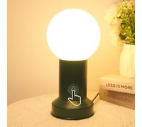 BrightWish Small Table Lamp Touch Control Bedside Lamps, Mid Century Modern Globe Lamp Green, Touch Lamps Bedside 3000K Warm Nightstand Lights Desk Lamp for Bedroom Living Room