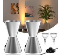 BrightWish Uplighting Spotlight Uplights Indoor Floor Can Light, Floor Spot Lights with Foot Switch, Non-Dimmable, 6W 3000K Warm White, Floor Uplighters for Living Room Picture Artwork (2 Pack)