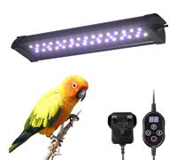 BrightWish UVB 2.4 Bird Lamp,Full Spectrum Light for Birds,Dimmable LED Bird Light Fixture with Chew-Proof Cord, UK Plug and Controller, Bird Cage Accessories for Captive Birds Parrots