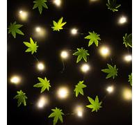Brightz Felty Party LED String Lights, Felt Leaf Cannabis Theme - Marijuana Decor 420 Decorations Weed Party Decorations for Adults - 8’ Lighting Strands with Micro Bulb Mini Lights Battery Operated