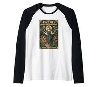 Brigid Muse of Fire and Renewal Celtic Art Nouveau Style Raglan Baseball Tee