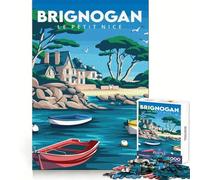 Brignogan Le Petit Nice Travel Poster 1000 Piece Jigsaws for Adults Puzzle Boost Memory Leisure Escape Quality Cut Heartfelt Gift (38x26cm)