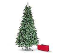 Brigros - Artificial Christmas Tree Thick Pine Needle, + Bag, Realistic Effect, Hook Branches, Easy Assembly, PVC, Metal Base, Flame Retardant (Green, 120 cm)