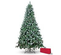 Brigros - Artificial Christmas Tree Thick Pine Needle, + Bag, Realistic Effect, Hook Branches, Easy Assembly, PVC, Metal Base, Flame Retardant (Snowproof, 120 cm)