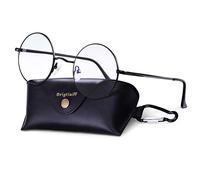 Brigtlaiff Round Blue Light Blocking Glasses for Men Women John Lennon Style Computer Gaming TV Glasses Anti Eyestrain (Black Frame)