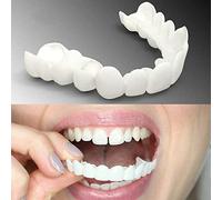 Brigtviee 2 Pairs Fake Teeth Temporary Denture Teeth Veneer Snap in Teeth Confidence Smile Dentures Veneers Fake White Teeth for Men and Women Bad Teeth Whitening Alternative