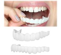 Brigtviee 2 Pairs Instant Veneers Dentures,Clip in Veneers Teeth, Fake Braces, Teeth veneers, False Teeth Clip on Veneers Top and Bottom, Whitening Veneers Teeth Top and Bottom Set for Men Women