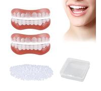 Brigtviee False Teeth,2 Pairs Instant Teeth Whitening Kit,Temporary Dentures,Artificial Braces Teeth,Clip On Veneers Top and Bottom for Men Women with Bad Teeth,Fake Teeth