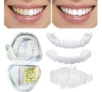 Brigtviee Instant Comfort Fit Whitening Veneers - 2 Pairs Upper & Lower False Smile Teeth - Flex Denture Cover Snap on Dentures for Men And Women