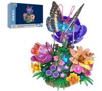 Brihappen Butterfly Building Block Set with Moving Wings, Ideas Insect Collection Building Set for Adults, Build Your Own Butterfly Model Kit, Creative Gift for Boys & Girls（725PCS）