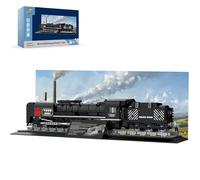 Brihappen Classic Steam Train Building Set for Adults, Retro Locomotive Model Kit with Tracks & Scene Background, Freight Train Construction Toy, Display Block Gift for Men & Teens