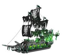 Brihappen Ghost Pirate Ship Building Blocks Toy Set with Lights, Creative Ship Building Toy for Home Office Collection Decor, Gifts for Adults Men Kids(1100 Pcs)